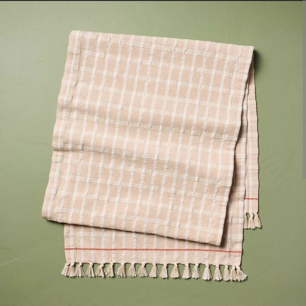 Hearth & Hand with Magnolia 20"x90" Tri-Stripe Plaid Stitched Table Runner
